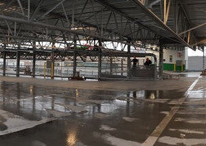 Wilson St. Parking Garage in Guelph, panorama of parking level